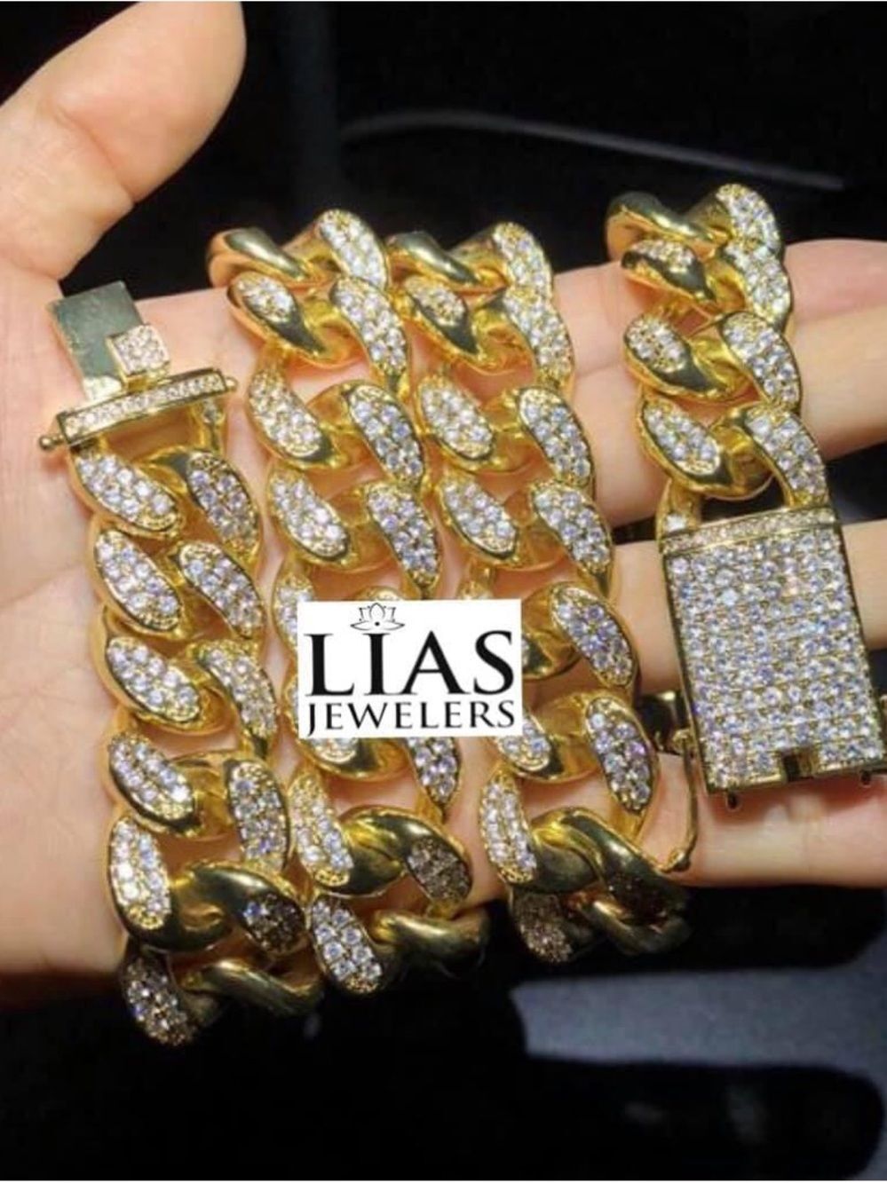 New 18k yellow gold filled Cuban link chain
